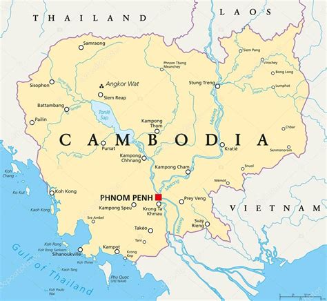 Cambodia Political Map — Stock Vector © Furian 116037806