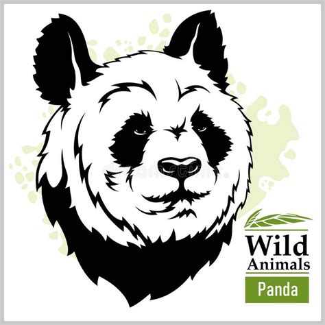 Panda Head Mascot Panda Head Vector Illustratie In Monochrome Stijl