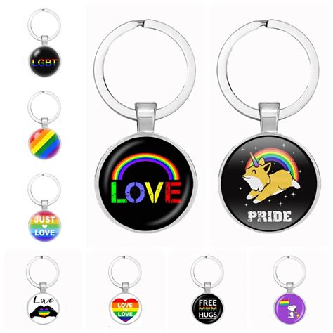 Lgbt Rainbow Gay Pride Keychains Support Paracord Key Chain Metel Keyring Fashion Handmade