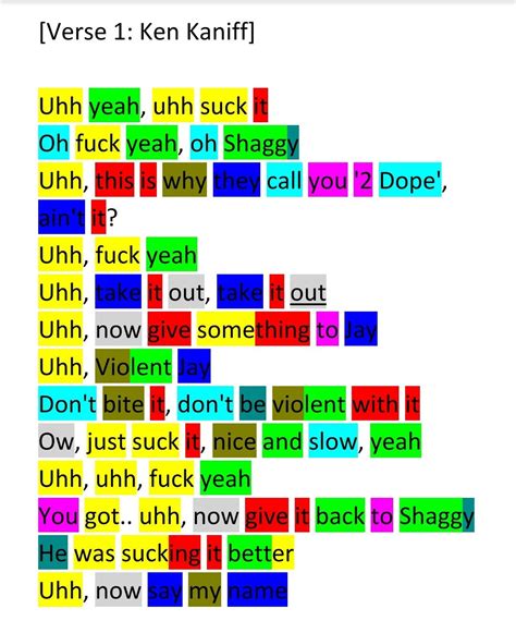 Colour Coded Rhyme Scheme Of The First Verse From Ken Kaniff I Feel