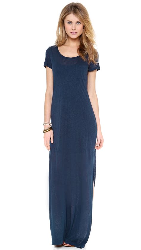 Splendid Tshirt Maxi Dress With Slit In Blue Lyst