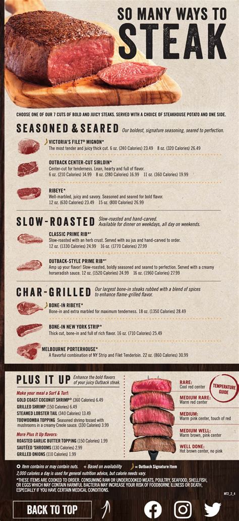 Outback Steakhouse Menu With Prices Updated October 2023