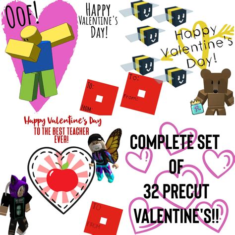 Roblox Valentines Day Cards Precut Roblox Game Cards Ft Etsy