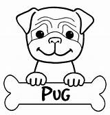 Pug Coloring Cute sketch template