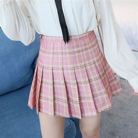 High Waist Plaid Pleated Skirt Harajuku Lolita Style A Line Mini Sailor