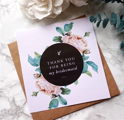 Thank You Card For Bridesmaid By Farrah And Eve Paper Co