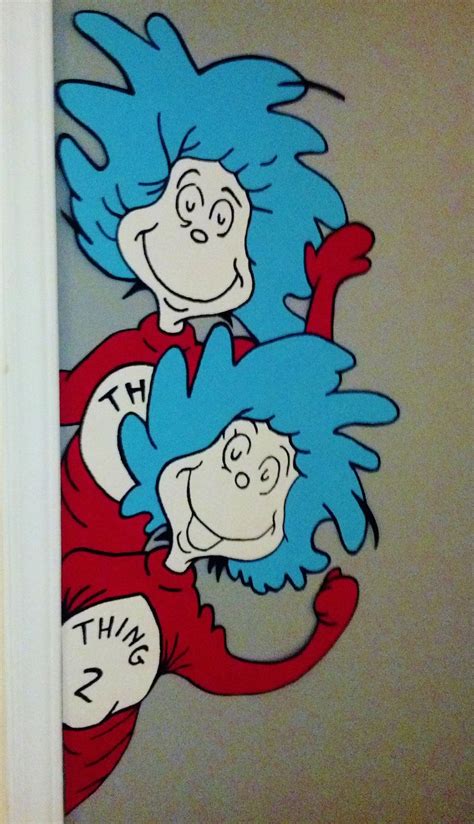 Handpainted Larger Door Window Hugger Things 1 And 2 Dr Seuss Suess Hand Painted Painting