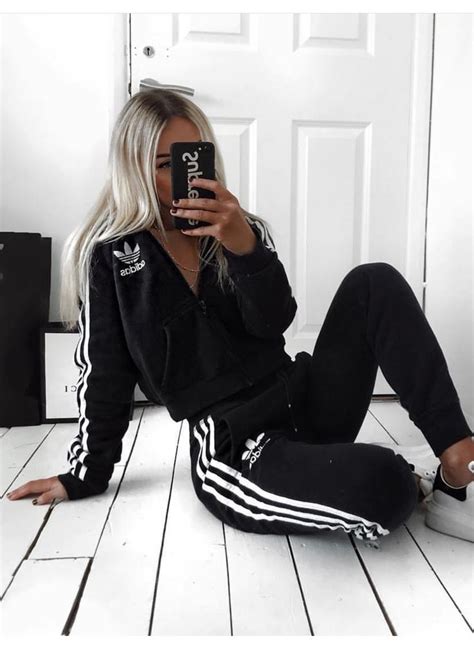 Cute Adidas Outfits For Women Black Adidas Sweatpants And Black Adidas Hoodie This Casual