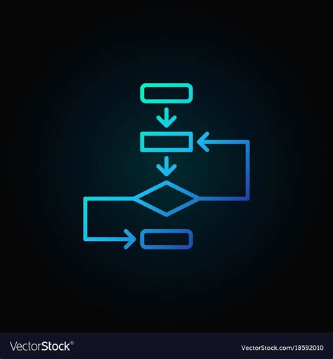 Algorithm Outline Blue Icon On Dark Royalty Free Vector
