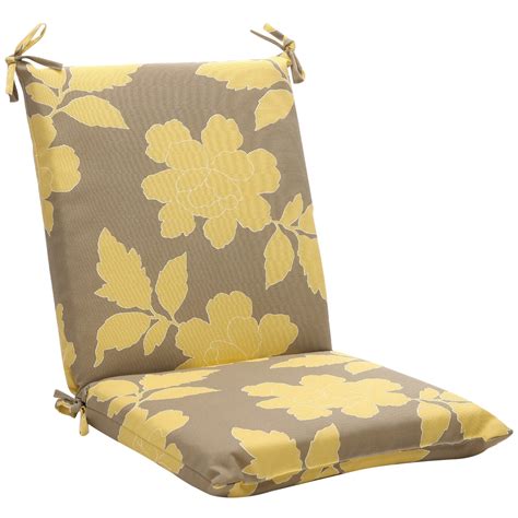 Medallion aluminum yellow woven vinyl strap patio pool lounge chair, 1 chair. Shop Squared Gray/ Yellow Floral Outdoor Chair Cushion ...