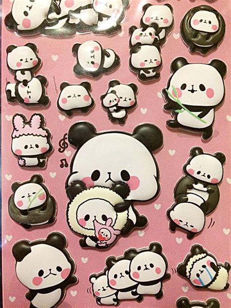 Kawaii Panda Sticker Sheet Kawaii Puffy Sticker Sheet Etsy Kawaii