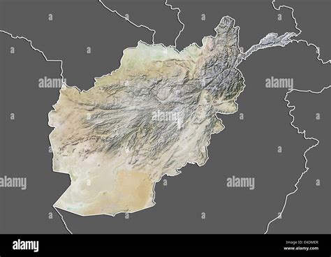 Afghanistan Relief Map With Border And Mask Stock Photo Alamy
