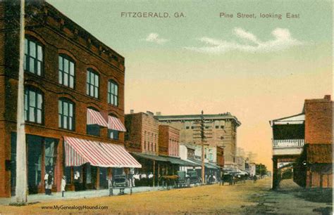 Fitzgerald Georgia Pine Street Looking East Vintage Postcard