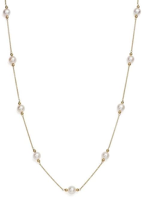 Bloomingdale S Cultured Freshwater Pearl And Beaded Station Necklace In K Yellow Gold