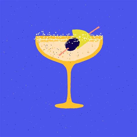 Premium Vector Cocktail With Olive And Fruit Slice For Event Flat Vector Illustration With Texture