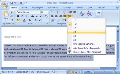 In text formatting, a double space means sentences contain a full blank line (the equivalent of the full height of a line of text) between the rows of words. How to double space an essay in MS Word - Quora