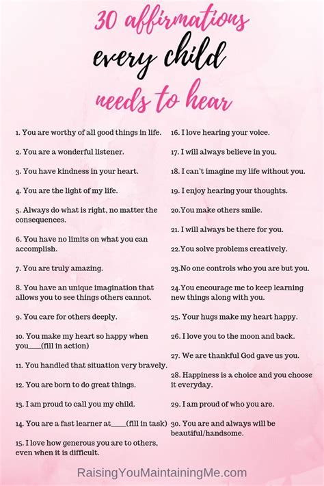 30 Affirmations Every Child Needs To Hear Raising You Maintaining Me