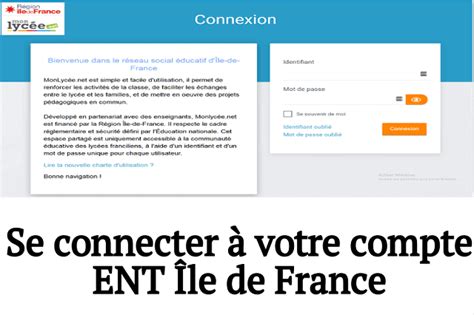 ENT Île de France  Comment se connecter à votre compte