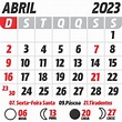 Calendário Abril 2023 com Feriados para Imprimir, em formato PNG ...