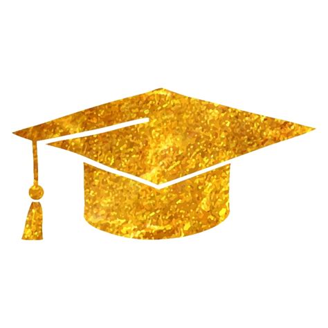 Premium Vector Hand Drawn Graduation Hat Icon In Gold Foil Texture