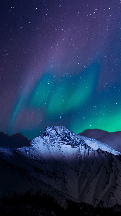 Wallpaper Aurora Borealis Northern Lights Sky Mountains