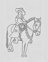 Cowgirl Coloring Horse Dancing Western sketch template