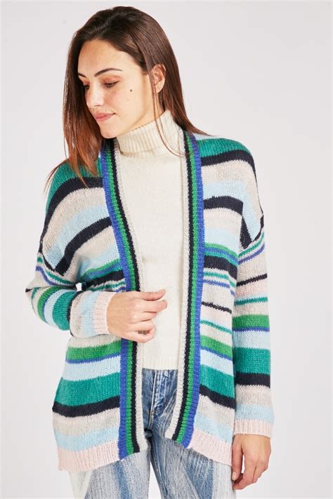 Loose Knit Multi Striped Cardigan Hot Pinkmulti Or Greenmulti Just 7