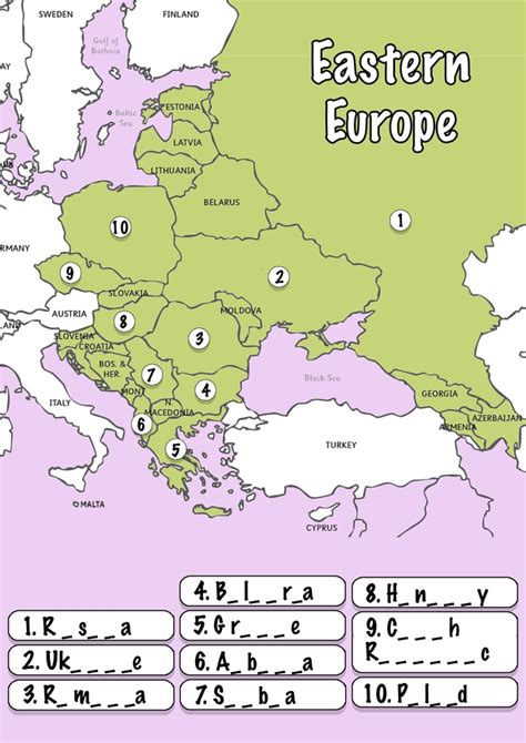 Europe Map Quiz Numbered
