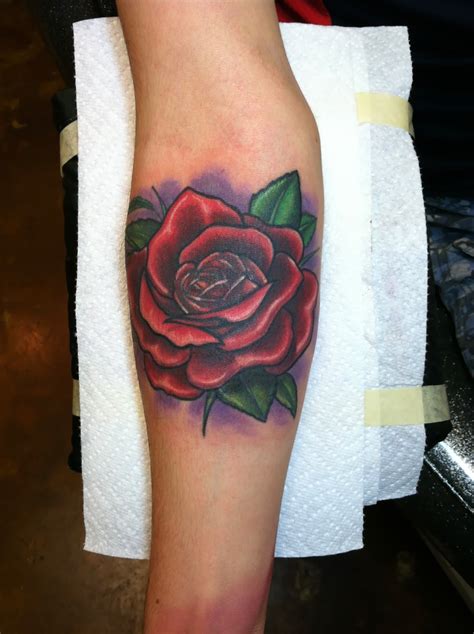 David Meek Tattoos Illustrative Custom Color Rose Forearm