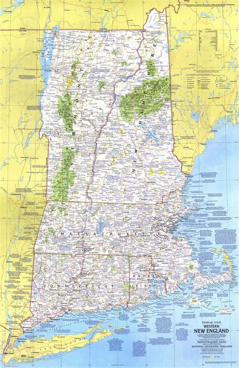 Western New England Us 1975 Wall Map By National Geographic Mapsales