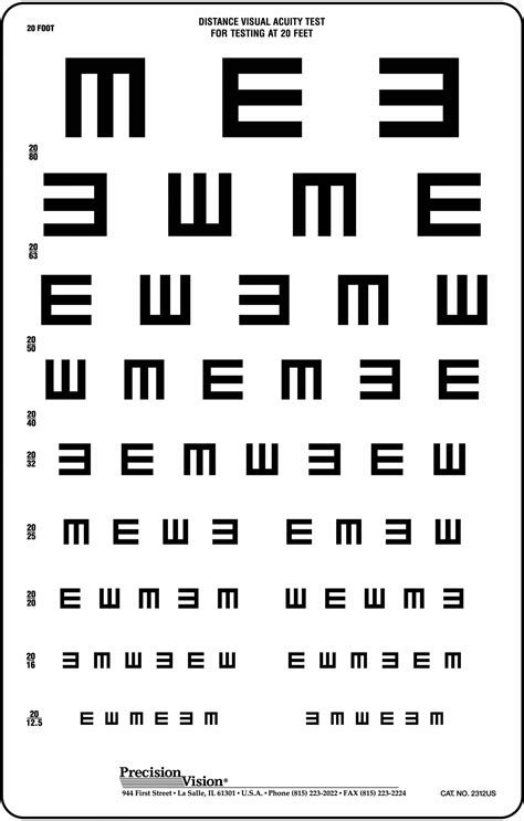 Tumbling E Eye Chart Precision Vision Tumbling E Eye Chart Aedan