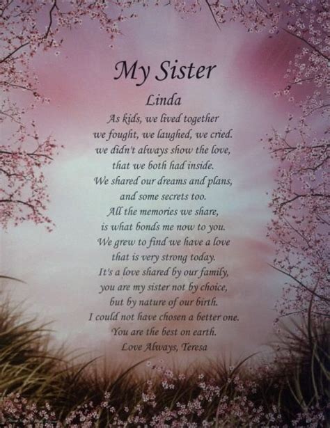 Personalized Sister Poem T For Birthday Christmas Or Wedding Day