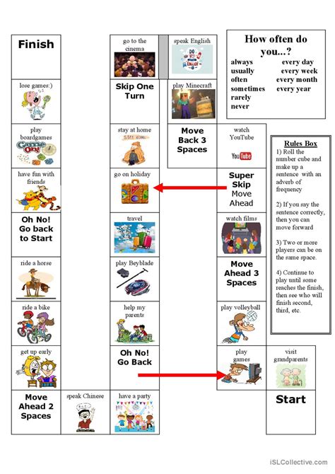 How Often Board Game Board Game English Esl Worksheets Pdf And Doc