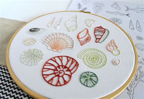 Shells Hand Embroidery Pattern A Modern Embroidery Pattern Etsy