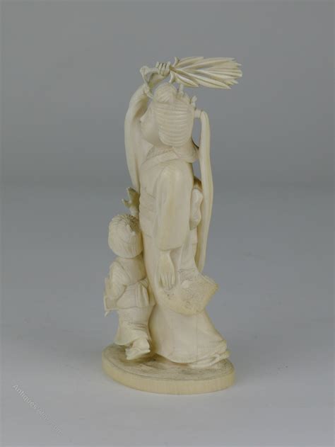 Antiques Atlas Signed 19th C Japanese Ivory Geisha Figure