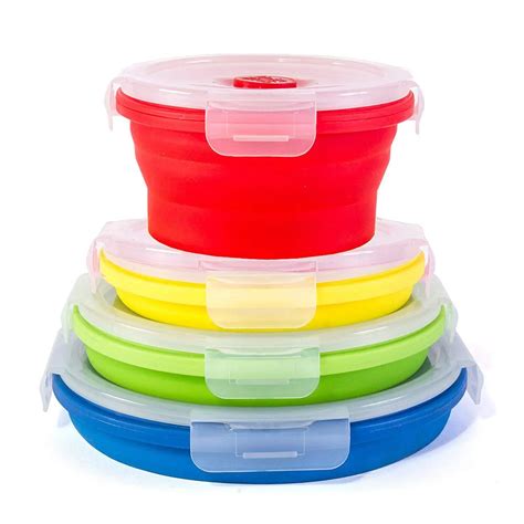 Thin Bins Collapsible Containers Set Of 4 Silicone Food Storage