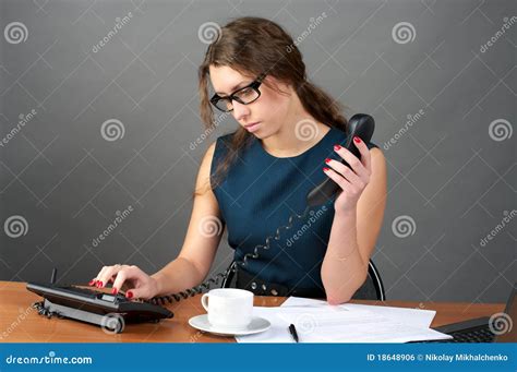 Businesswoman Dialing Telephone Stock Photo Image Of Executive Adult