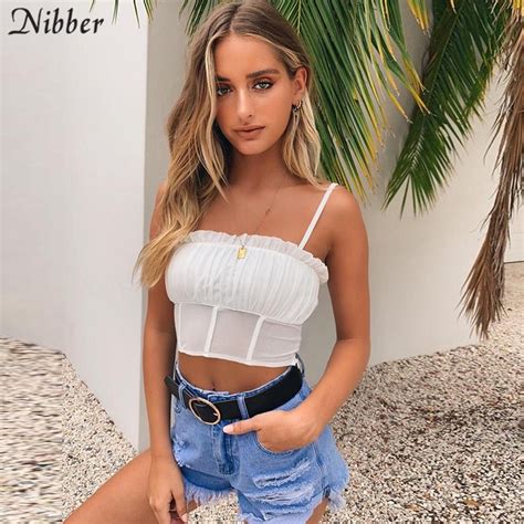 Nibber Summer Sexy Black See Through Women Crop Top Tshirt Women