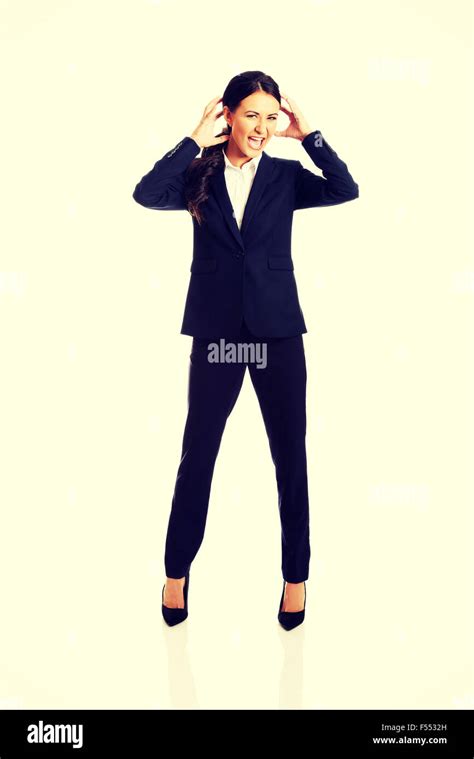 Angry Businesswoman Screaming Stock Photo Alamy