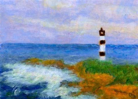 Arlene Babad Artwork Crashing Waves By Lighthouse Spain