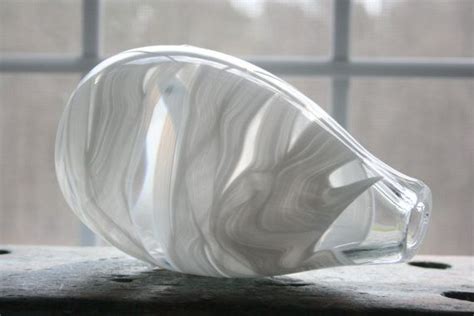 Hand Blown Glass Vase Opaque White Swirl Wrap Handblown Etsy Hand Blown Glass Glass Vase