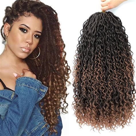 Amazon Com Packs Curly Goddess Faux Locs Crochet Hair For Black Women Inch Goddess Locs