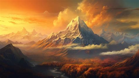 Realistic Fantasy Mountain Landscape Wallpapers In Digital Painting