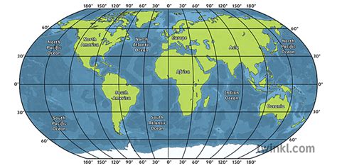 World Map Prime Meridian Ver 1 Illustration Twinkl