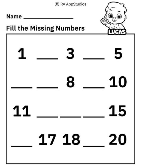 Fill In The Missing Number Worksheet 1 10