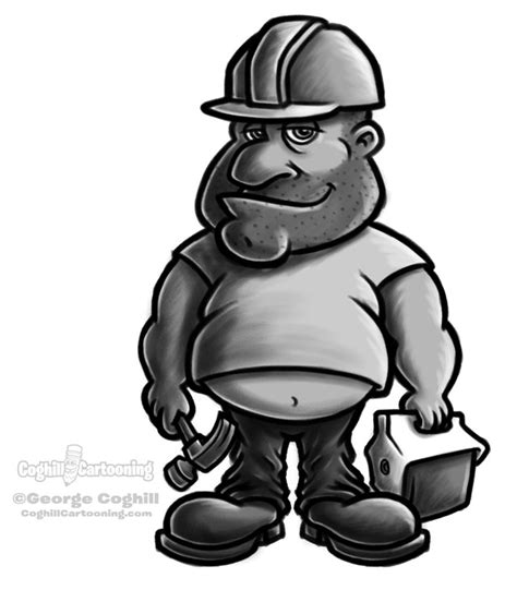 Fat Construction Worker Sketch Coghill Cartooning Cartoon Logos And Illustration Blog