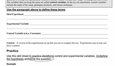 identify variables worksheets answers