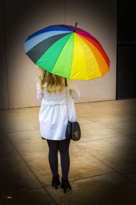 Lady And Her Umbrella Colorful Umbrellas Umbrella Lady