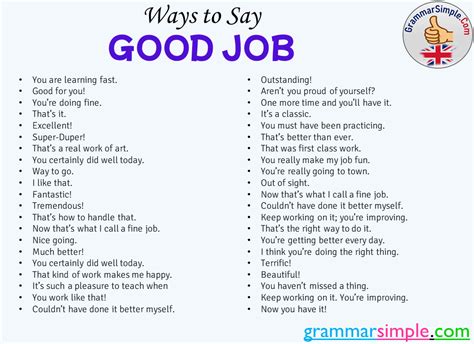 Ways To Say Good Job In English Speaking Grammar Simple English