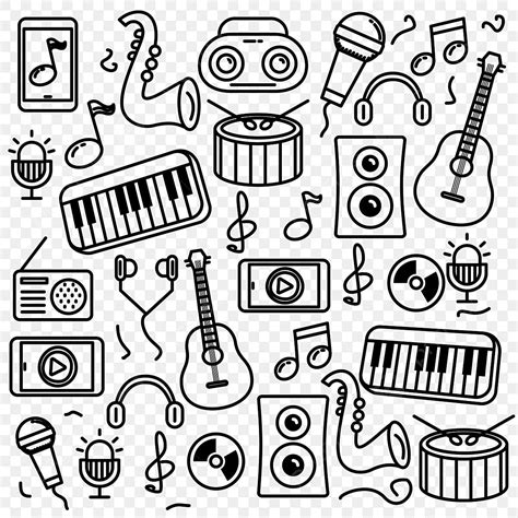 Music Doodle Vector Illustration Set Of Music Related Vector